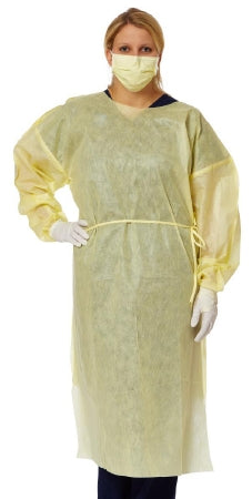 Medline NONLV240XL Protective Procedure Gown QuickComply X-Large Yellow NonSterile AAMI Level 2 Disposable