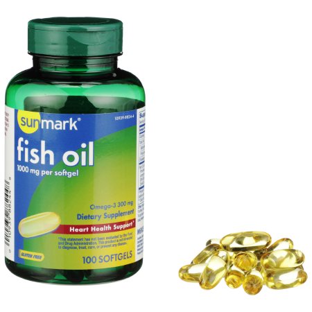 McKesson Brand 01093988244 Omega 3 Supplement sunmark Fish Oil 1000 mg Strength Softgel 100 per Bottle