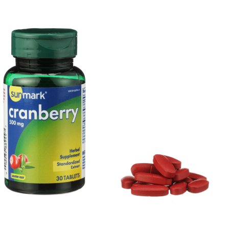 McKesson Brand 01093988944 Dietary Supplement sunmark Cranberry Extract 500 mg Strength Tablet 36 per Bottle Cranberry Flavor