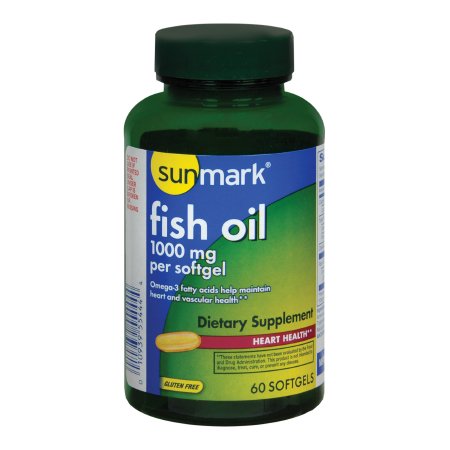 McKesson Brand 01093989144 Omega 3 Supplement sunmark Fish Oil 1000 mg Strength Softgel 60 per Bottle