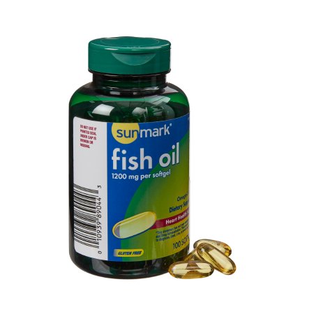 McKesson Brand 10939890404 Omega 3 Supplement sunmark Fish Oil 1200 mg Strength Softgel 100 per Bottle