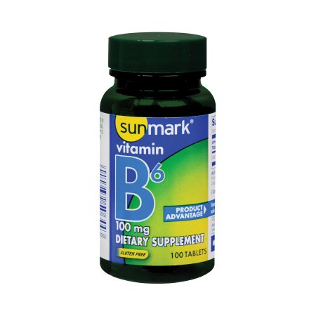 McKesson Brand 01093989944 Vitamin Supplement sunmark Vitamin B6 100 mg Strength Tablet 100 per Bottle