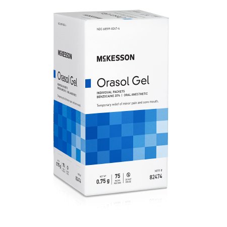 McKesson Brand 82474 Oral Pain Relief McKesson 20% Strength Benzocaine Oral Gel 0.75 Gram