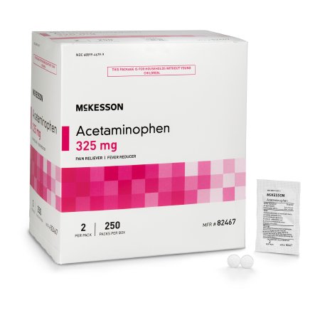 McKesson Brand 82467 Pain Relief McKesson Brand 325 mg Strength Acetaminophen Unit Dose Tablet 250 per Box