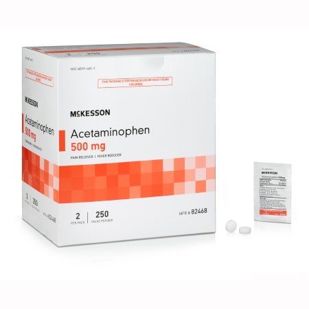 McKesson Brand 82468 Pain Relief McKesson Brand 500 mg Strength Acetaminophen Unit Dose Tablet 250 per Box