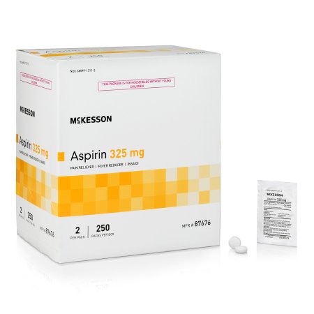 McKesson Brand 87676 Pain Relief McKesson Brand 325 mg Strength Aspirin Tablet 250 per Box