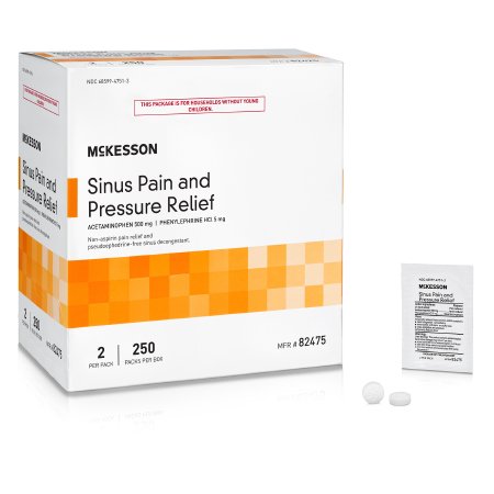 McKesson Brand 82475 Cold and Sinus Relief McKesson Brand 500 mg - 5 mg Strength Tablet 2 per Pack