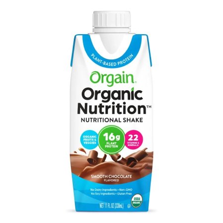 Orgain Inc 851770003216 Oral Supplement Organic Nutrition Vegan Smooth Chocolate Flavor Liquid 11 oz. Carton