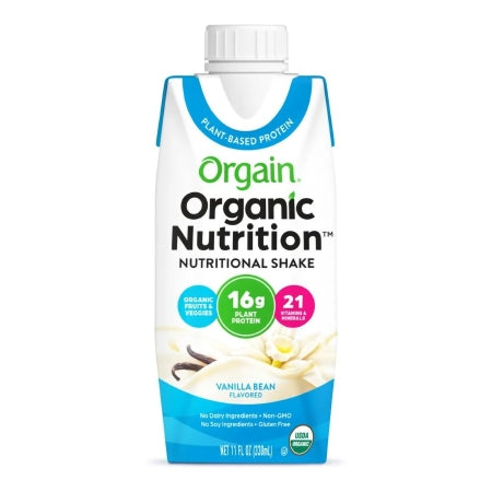 Orgain Inc 851770003223 Oral Supplement Organic Nutrition Vegan Vanilla Bean Flavor Liquid 11 oz. Carton