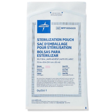 Medline  MPP100545GS Sterilization Pouch Ethylene Oxide (EO) Gas / Steam 7-1/2 X 13 Inch Self Seal