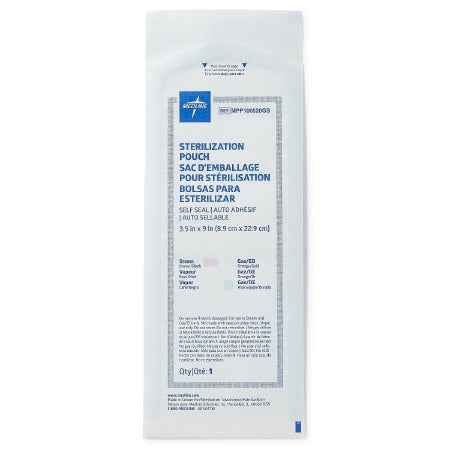 Medline  MPP100520GS Sterilization Pouch Ethylene Oxide (EO) Gas / Steam 3-1/2 X 9 Inch Self Seal