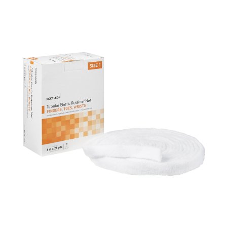 McKesson Brand MSVP114701 Elastic Net Retainer Dressing McKesson Tubular Elastic 6 Inch X 25 Yard (15.2 cm x 22.9 m) Size 1 White Finger / Toe / Wrist NonSterile