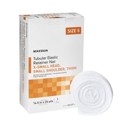 McKesson Brand MSVP114705 Elastic Net Retainer Dressing McKesson Tubular Elastic 14-1/2 Inch X 25 Yard Size 5 White X-Small Head / Small Shoulder / Thigh NonSterile