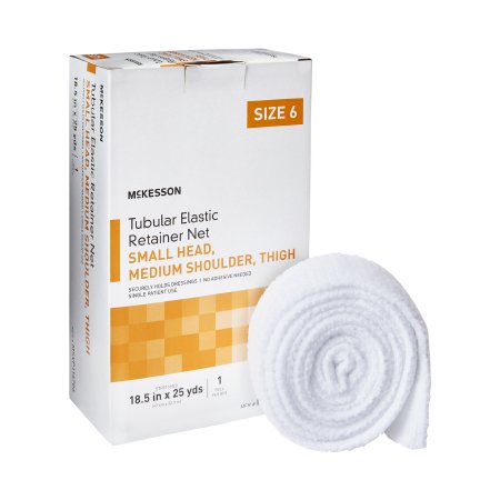 McKesson Brand MSVP114706 Elastic Net Retainer Dressing McKesson Tubular Elastic 18-1/2 Inch X 25 Yard (47 cm X 22.9 m) Size 6 White Small Head / Medium Shoulder / Thigh NonSterile