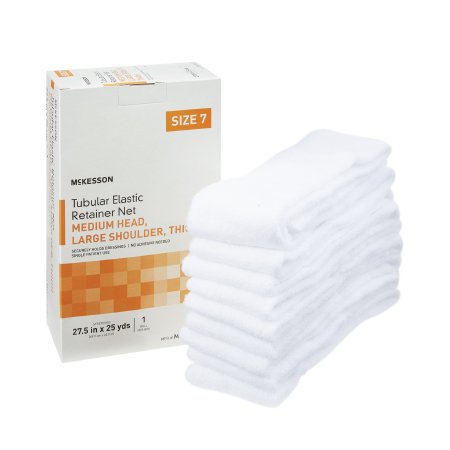 McKesson Brand MSVP114707 Elastic Net Retainer Dressing McKesson Tubular Elastic 27-1/2 Inch X 25 Yard (69.9 cm X 22.9 m) Size 7 White Medium Head / Large Shoulder / Thigh NonSterile