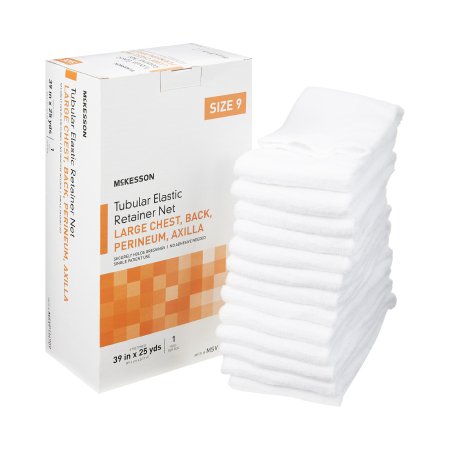 McKesson Brand MSVP114709 Elastic Net Retainer Dressing McKesson Tubular Elastic 39 Inch X 25 Yard (99.1 cm X 22.9 m) Size 9 White Large Chest / Back / Perineum / Axilla NonSterile