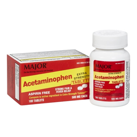 Major Pharmaceuticals  00904673059 Pain Relief Major 500 mg Strength Acetaminophen Tablet 100 per Bottle