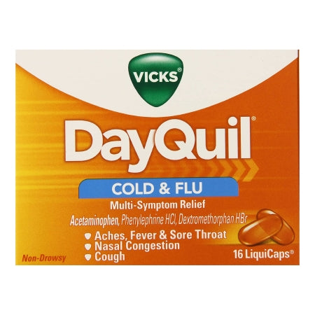 Procter & Gamble  37000055816 Cold and Cough Relief Vicks 325 mg - 10 mg - 5 mg Strength Gelcap 16 per Box