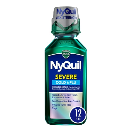 Procter & Gamble  37000081512 Cold and Cough Relief NyQuil 650 mg - 20 mg - 12.5 mg- 10 mg / 30 mL Strength Liquid 12 oz.