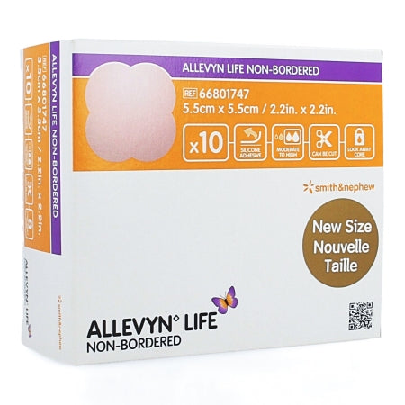 Smith & Nephew  66801747 Foam Dressing Allevyn Life 2-1/8 X 2-1/8 Inch Without Border Film Backing Nonadhesive Square Sterile