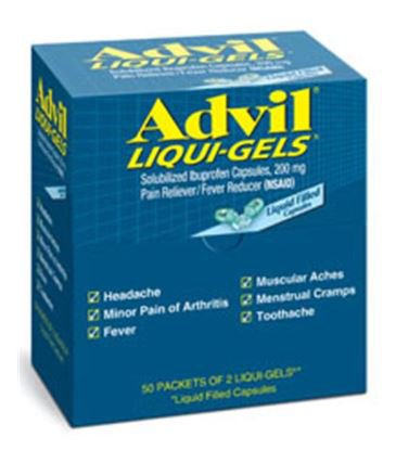 Glaxo Consumer Products  00573016902 Pain Relief Advil Liqui-Gels 200 mg Strength Ibuprofen Gelcap 50 per Bottle