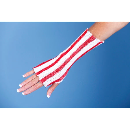 Medi-Tech International  MTSCGR02 Elastic Net Retainer Dressing Surgi-Color Guard Tubular Elastic 7 Inch X 25 Yard Size 2 Red / White Medium Finger / Toe / X-Small Arm / Hand / Small Hand / X-Small Leg / Foot NonSterile