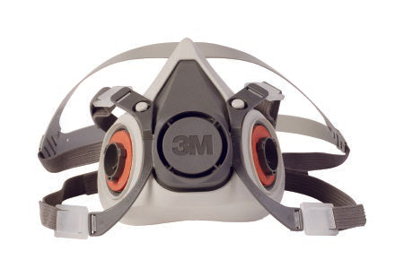 3M 6100 3M 6000 Reusable Respirator Industrial Half Face 4 Point Adjustable Head Strap Small Gray / White