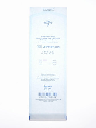 Medline  MPP100550GS Sterilization Pouch Ethylene Oxide (EO) Gas / Steam 5 X 15 Inch Transparent Blue / White Self Seal