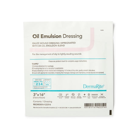 DermaRite Industries  22316 Oil Emulsion Impregnated Dressing DermaRite Rectangle 3 X 16 Inch Sterile