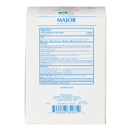 Major Pharmaceuticals  00904685261 Allergy Relief 10 mg Strength Unit Dose Tablet 100 per Bottle