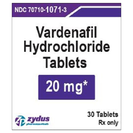 Zydus Pharmaceuticals  70710107103 Vardenafil HCl 20 mg Tablet Bottle 30 Tablets