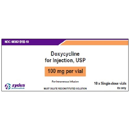 Zydus Pharmaceuticals  68382091010 Doxycycline Hyclate 100 mg Injection Single-Dose Vial