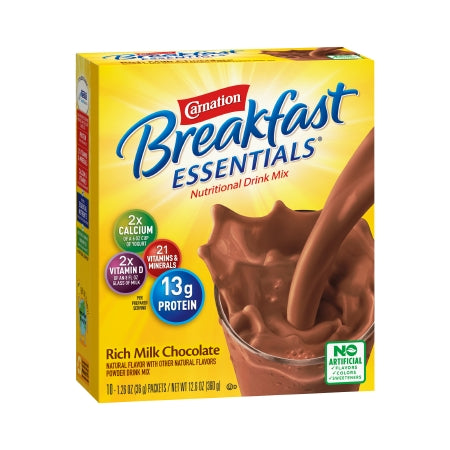 Nestle Healthcare Nutrition 50000530325 Oral Supplement Carnation Breakfast Essentials Rich Milk Chocolate Flavor Powder 1.26 oz. Individual Packet