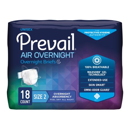 First Quality NGX-013 Unisex Adult Incontinence Brief Prevail Air Overnight Size 2 Disposable Heavy Absorbency