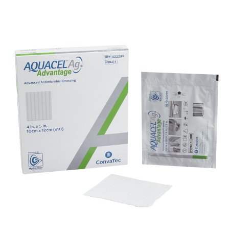 ConvaTec  422299 Silver Hydrofiber Dressing Aquacel Ag Advantage 4 X 5 Inch Rectangle Sterile