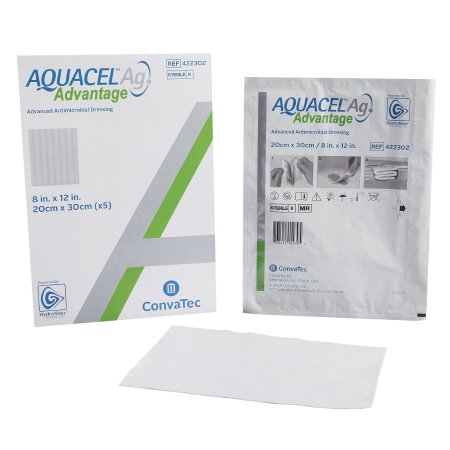 ConvaTec  422302 Silver Hydrofiber Dressing Aquacel Ag Advantage 8 X 12 Inch Rectangle Sterile