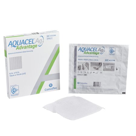 ConvaTec  422298 Silver Hydrofiber Dressing Aquacel Ag Advantage 6 X 6 Inch Square Sterile