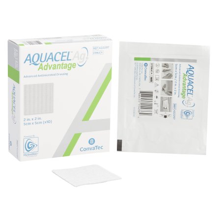 ConvaTec  422297 Silver Hydrofiber Dressing Aquacel Ag Advantage 2 X 2 Inch Square Sterile