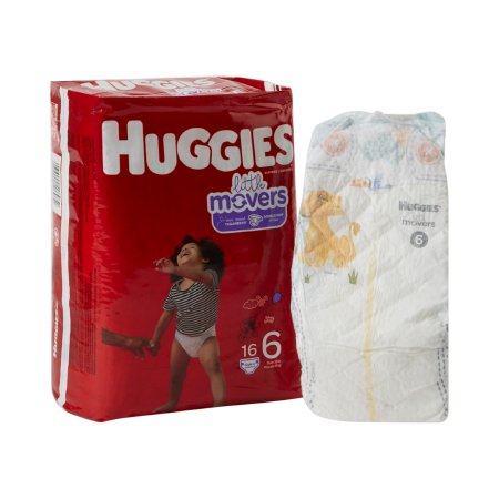 Kimberly Clark 49693 Unisex Baby Diaper Huggies Little Movers Size 6 Disposable Moderate Absorbency