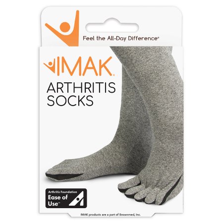 Brownmed A20191 Arthritis Socks IMAK Calf High Medium Gray Closed Toe