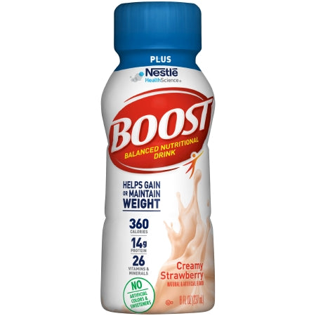 Nestle Healthcare Nutrition 00041679933367 Oral Supplement Boost Plus Creamy Strawberry Flavor Liquid 8 oz. Bottle