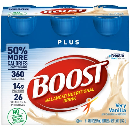 Nestle Healthcare Nutrition 00041679931363 Oral Supplement Boost Plus Very Vanilla Flavor Liquid 8 oz. Bottle