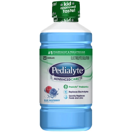 Abbott Nutrition 63059 Oral Electrolyte Solution Pedialyte AdvancedCare Blue Raspberry Flavor 33.8 oz. Electrolyte