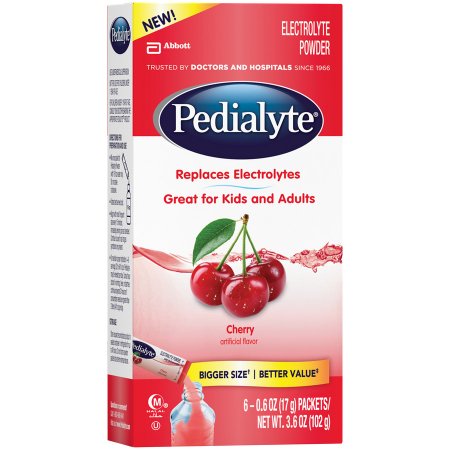 Abbott Nutrition 64595 Oral Electrolyte Solution Pedialyte Powder Packs Cherry Flavor 0.6 oz. Electrolyte