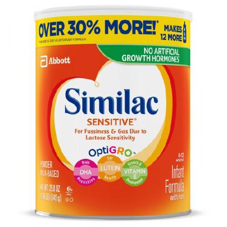 Abbott Nutrition 62951 Infant Formula Similac Sensitive 29.8 oz. Can Powder Iron Lactose Sensitivity