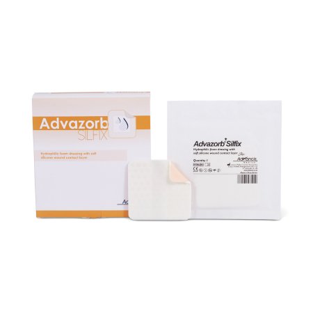 Mediusa  CR4178 Foam Dressing Advazorb Silfix 4 X 4 Inch Without Border Film Backing Silicone Face Square Sterile