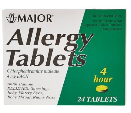 Major Pharmaceuticals  00904001224 Allergy Relief Major 4 mg Strength Tablet 24 per Box