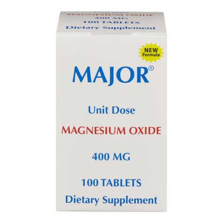 Major Pharmaceuticals  10006070028 Mineral Supplement Major Magnesium Oxide 400 mg Strength Tablet 100 per Bottle