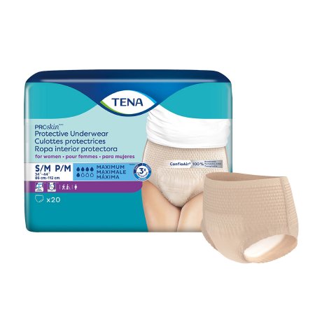 Essity HMS North America Inc 73020 Female Adult Absorbent Underwear TENA ProSkin Protective Pull On with Tear Away Seams Small / Medium Disposable Moderate Absorbency