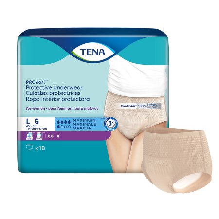 Essity HMS North America Inc 73030 Female Adult Absorbent Underwear TENA ProSkin Protective Pull On with Tear Away Seams Large Disposable Moderate Absorbency